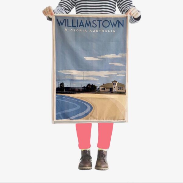 Williamstown Beach Tea Towel by Kerrie Gottliebsen