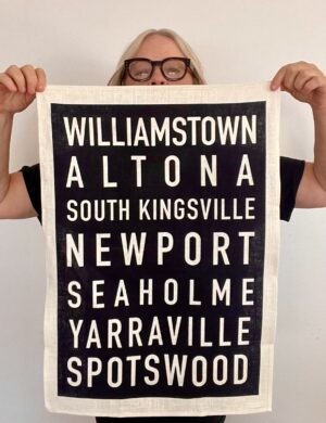 Williamstown Line tea towel by Kerrie Gottliebsen
