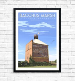 The Bacchus Marsh Chicory Kiln Ghost Sign artwork by Kerrie Gottliebsen