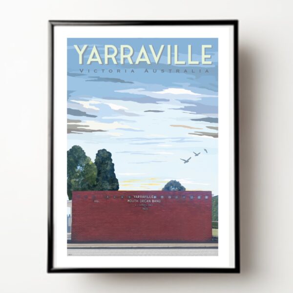 Yarraville Mouth Organ Band artwork framed by Kerrie Gottliebsen