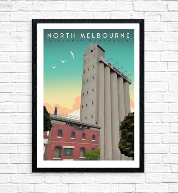 North Melbourne Weston Milling by Kerrie Gottliebsen framed