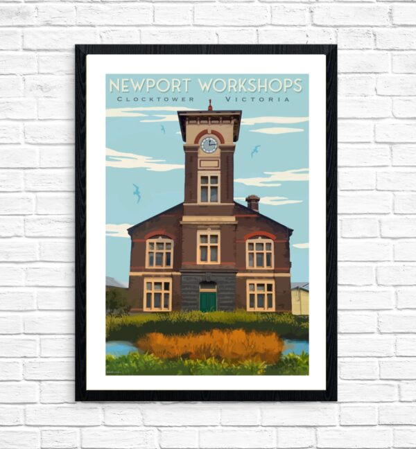 Newport Workshops Clocktower framed by Kerrie Gottliebsen