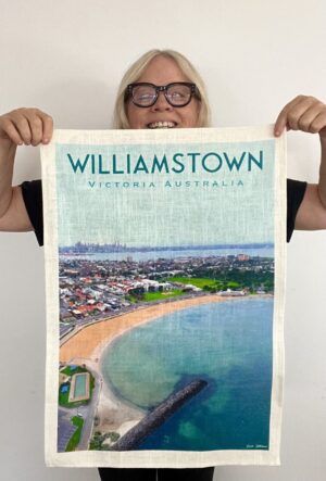 Williamstown Horizon Skies tea towel by Kerrie Gottliebsen