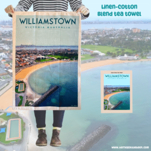 Williamstown Beach Horizon Skies tea towel by Kerrie Gottliebsen