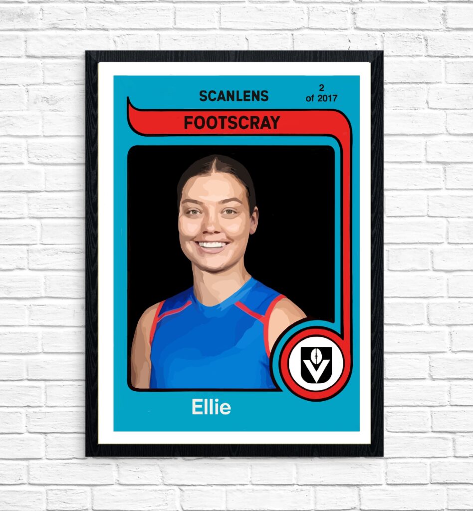 Giant Footy Card Retro Poster by Kerrie Gottliebsen featuring Ellie