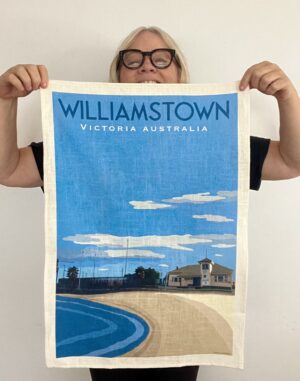 Williamstown Beach Tea Towel by Kerrie Gottliebsen